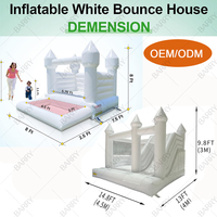 Maison gonflable commerciale de rebond de PVC avec la glissière, la piscine de cercueil et le château gonflable blanc de pullover de souffleur