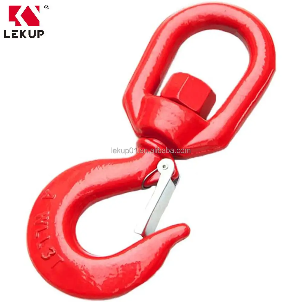 3 tấn khóa nâng xoay hoist móc Heavy Duty xoay Eye Sling Hook với Latch 5/8 "G80 nâng xoay móc gian lận