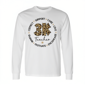 T-shirt a maniche lunghe Leopard 3K Teacher per la settimana della stima degli insegnanti per il ritorno a scuola - Product Image 2