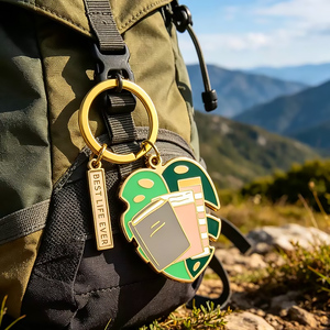 Llavero <span class=keywords><strong>de</strong></span> metal personalizado con logo, esmalte duro y suave, creativo, con diseño <span class=keywords><strong>de</strong></span> hoja <span class=keywords><strong>de</strong></span> botánica y dibujos animados, con colgante. - Product Image 1