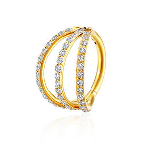 Anillo de Nariz de Acero de Titanio 316L con Tres Hileras de Circonitas, Pendientes de Septum, Chapado <span class=keywords><strong>en</strong></span> Oro, Joyería para Mujer, <span class=keywords><strong>Piercing</strong></span> para Bodas - Product Image 5