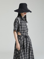 Ensemble d'été deux pièces Street Retro Short Lapel Shirt Women Big Swing Long Skirt Short-Sleeved Top High-Waist Skirt Two-Piece Set