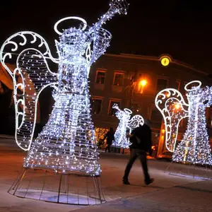 12 Jahre Fabrik Hochwertige 3D LED Modell Solar String Street Weihnachten dekorative Engel Figuren Motive Licht