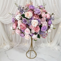 Nouvelle Arrivée ML - Centre de Table en Fleurs de Soie de Luxe de 65 cm aux Couleurs Violet et Rose Poudré pour la Décoration de Table de Mariage