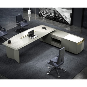 Bàn Văn Phòng Điều Hành Màu Trắng Hiện Đại/Bề Mặt Cứng Bền Vững Bàn Quản Lý Bàn Văn Phòng - Product Image 3