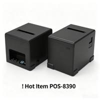 Imprimante thermique de reçus de bureau ZJ POS-8390, nouvelle, noire, 80 mm, sans fil, LAN, en stock pour les supermarchés