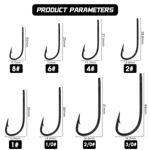 Anzuelos de Pesca KONA 3X Strong de Acero con Alto Contenido de Carbono, Anticorrosión, Vástago Recto y Curvatura Resistente para Pesca de Carpa con Mosca - Product Image 3