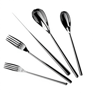 Ensemble de couverts en acier inoxydable avec manches en céramique, couteau, fourchette, cuillère, vaisselle de table pour restaurant, hôtel, mariage, service de traiteur - Product Image 2
