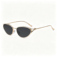 Kacamata Hitam Wanita Vintage Cat Eye Metal 2026 dengan Hiasan Simpul pada Tangkai, Lensa Gradasi, Proteksi UV, Fashion Shades Grosir Logo Kustom