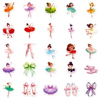 50 autocollants en vinyle découpés à la forme de filles dansantes, mignons, de style ballet, écologiques, imperméables et réutilisables, personnalisables