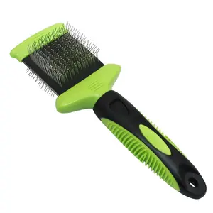 Double side pet grooming slicker hair brush for dogs and cats