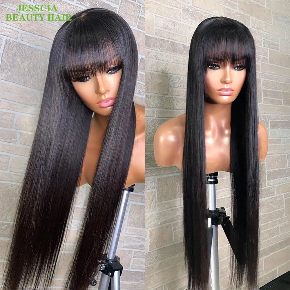 Best Wigs 12a 11a Grade HD Frontal Lace Human Hair Wig With Bang,Pre Pluck Lace Wigs With Baby Hair