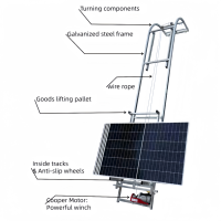 Monte-charge hydraulique pour panneaux photovoltaïques, élévateur à câble 4-25M, élévateur de chantier, palans électriques pour panneaux solaires et verre