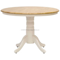 2025 dernière conception Table à manger ronde ferme Table de cuisine ronde cadre en bois et jambes de tréteau incurvées Table sur pied rustique