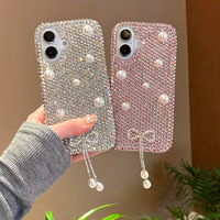 Coque pour iPhone 17 Pro Max avec design en perles et strass, style entièrement diamanté, matériau PC, fabrication artisanale, protection 360°