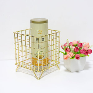 Nordic Style Iron Four-legged <strong>Square</strong> <strong>Storage</strong> <strong>Basket</strong> for Desktop Multi-Use Stationery and Makeup Jewelry Organizer - Product Image 2