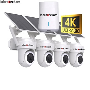 Système de caméra de sécurité solaire 4 caméras avec stockage local 128 Go, kit <span class=keywords><strong>sans</strong></span> <span class=keywords><strong>fil</strong></span> extérieur 4K HomeBase 360 °   Pan & Tilt <span class=keywords><strong>sans</strong></span> frais d'abonnement - Product Image 1