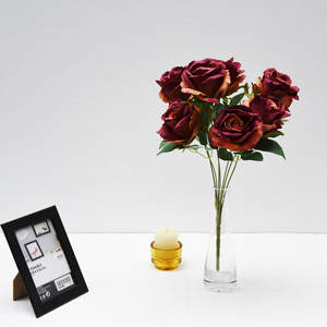 Vente en gros vrac Automne Automne Couleurs 7 têtes Faux Lavande Rose Violet Roses <span class=keywords><strong>Fleurs</strong></span> artificielles pour la décoration de centres de table à la maison - Product Image 2