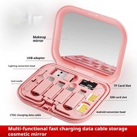 Cable de Datos USB Multifuncional 6 en 1 de 60w 3A, Kit de Cable de Carga Rápida USB C con Adaptador de Espejo para Teléfono, Ideal para Viajes