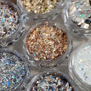 Paillettes pour ongles, mélange de paillettes polygonales argentées, or clair, blanches, fragments de paillettes, décorations pour ongles DIY - Product Image 4