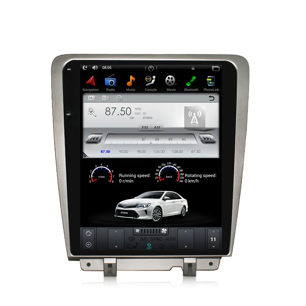 MEKEDE Tesla Pemutar DVD Mobil Ford Mustang, Pemutar DVD Mobil Quad Core Android Terbaru Layar 2010-2014 GPS WIFI Radio SWC Audio Video Cermin BT
