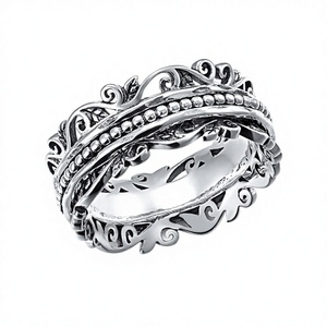 YinShan Vintage Silver Plated 925 Sterling Silver Baguette Spinner Fidget Meditation <b>Ring</b> Graduation Anxiety <b>Stress</b> Relief - Product Image 2