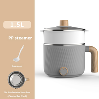 Marmite Électrique Compacte 1,8L 600W pour Maison, Hôtel, Extérieur et Usage Commercial, Revêtement Antiadhésif PP, Couvercle en Verre Trempé, Efficacité Énergétique A+