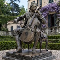 Bronze-Musiker-Statue in Lebensgröße, Cello-Skulptur für Außenbereich, Garten-Kunst, Maßanfertigung für Hotel, Villa, Park, Öffentliche Plätze, Dekor-Hersteller