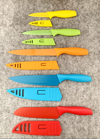 Xyj ensemble de couteaux de cuisine en acier inoxydable, antiadhésif à haute teneur en carbone, ensemble de chef coloré 10 pièces avec couvercles fourchettes