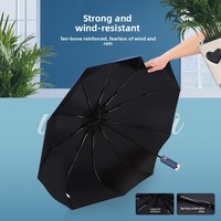 Parapluie LED Rotatif et Réglable avec Auvent Coupe-Vent à 10 Baleines et Trois Plis pour Voiture et Usage Professionnel – Idéal Soleil et Pluie