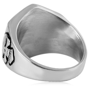 yunnique Men's <b>Titanium</b> Steel Skull <b>Ring</b> Geometric Design Gold Accents Punk Style Fashion Jewelry Gift - Product Image 3