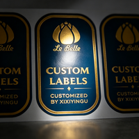 Étiquettes en vinyle dorées personnalisées de luxe, imperméables, résistantes à la chaleur, forte adhérence, impression par estampage à chaud, logo de boutique, autocollants de marque