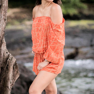 High-quality fashionable beach print elastic bandeau waist <b>jumpsuit</b> custom-made soft rayon romper - Product Image 4