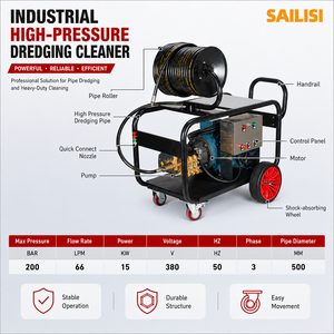 200 kg haute pression 15 kW <span class=keywords><strong>Machine</strong></span> de nettoyage d'égout électrique 66 litres débouchage nettoyeur de tuyaux commercial pour ferme municipale nouveau - Product Image 1