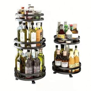 360 Degree Rotating Stainless Steel Adjustable <b>Shelf</b> 3 Tier Organizers Cabinet Metal Spice <b>Rack</b> - Product Image 2