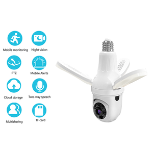 V380pro E27 Bóng đèn phong cách fan hâm mộ giám sát máy ảnh trong nhà nhà <span class=keywords><strong>3MP</strong></span> 2K HD không dây wifi mạng an ninh giám sát Ptz CCTV <span class=keywords><strong>Camera</strong></span> - Product Image 2