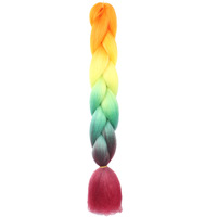 Parrucca treccia sporca africana gradiente di colore femminile fibra chimica grande treccia estensione dei capelli parrucca treccia di capelli multicolore