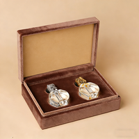 Coffret Cadeau Carré Personnalisé en Velours Bleu pour Parfum et Huiles Essentielles, Boîte de Rangement Vide pour le Ramadan avec Insert