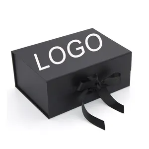 Custom Logo Wholesale Black Kraft Cardboard Pack Suitcase Magnetic Carton Packaging Box Gift Folding Package Paper Boxes
