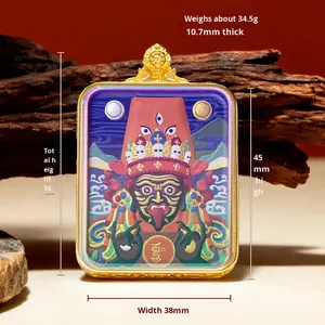 จี้ทองเหลืองทิเบต-พระเทวรูปทิเบตสีเขียว พระเจ้าหยวนอวี๋ พระเจ้าเหลืองจัมบาลา พระเจ้าจ้าจิลามู พระพุทธเจ้าแห่งการรักษาโรค พระเครื่อง 3 มิติ สำหรับผู้ชายและผู้หญิง - Product Image 5