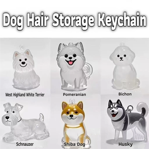 Llavero de recuerdo para pelo de mascotas, impermeable, transparente, para perros, gatos y animales pequeños, cápsula de almacenamiento conmemorativa de pelo, llavero de acrílico - Product Image 2