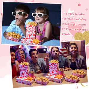Artículos para Fiestas de San Valentín, Bandejas de Papel para Aperitivos con Diseño de Corazón y <span class=keywords><strong>Amor</strong></span>, Bolsas para Palomitas para Fiestas en Casa, Cumpleaños, Cine - Product Image 3