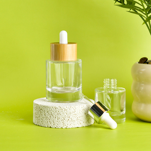 Tinh dầu Huyết thanh 15ml 30ml 40ml <span class=keywords><strong>50ml</strong></span> Vai phẳng dày dưới rõ ràng chai thủy tinh nhỏ giọt với nắp tre - Product Image 4