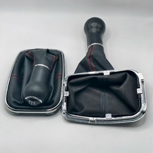 Pomo de palanca de cambios de cuero negro de 12 mm para Volkswagen Golf Bora Jetta Mk4 de 5 y 6 velocidades - Product Image 4