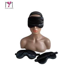Masque de sommeil en soie Stella Hair, noir et rose, avec sangle élastique, occultant la lumière, style uni, emballage OEM ODM - Product Image 2