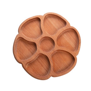 Bandeja de Madera para Servir Alimentos Secos, Redonda, Personalizada, con 7 Secciones Divididas, 30 cm, Precio de Fábrica, Venta al Por Mayor - Product Image 1
