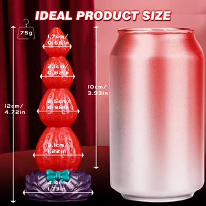 هزاز جيلانس فانتازي على شكل فراولة مع كأس شفط، سدادة شرجية سيليكونية على شكل وحش لطيف بـ 4 عقد، ألعاب جنسية شرجية لعيد الميلاد - Product Image 6