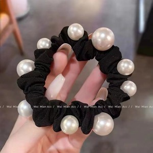 Élastique à cheveux noir avec perles pour chignon, usage quotidien, collection Printemps 2024, fabriqué à Yiwu - Product Image 2
