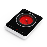 Cuisinière infrarouge électrique 2 en 1, plaque chauffante en céramique 2000W, plaque chauffante portable avec écran tactile numérique
