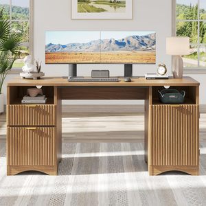 Bureau d'ordinateur moderne en bois SENYU avec tiroirs et étagères de rangement pour usage domestique ou professionnel - Product Image 6